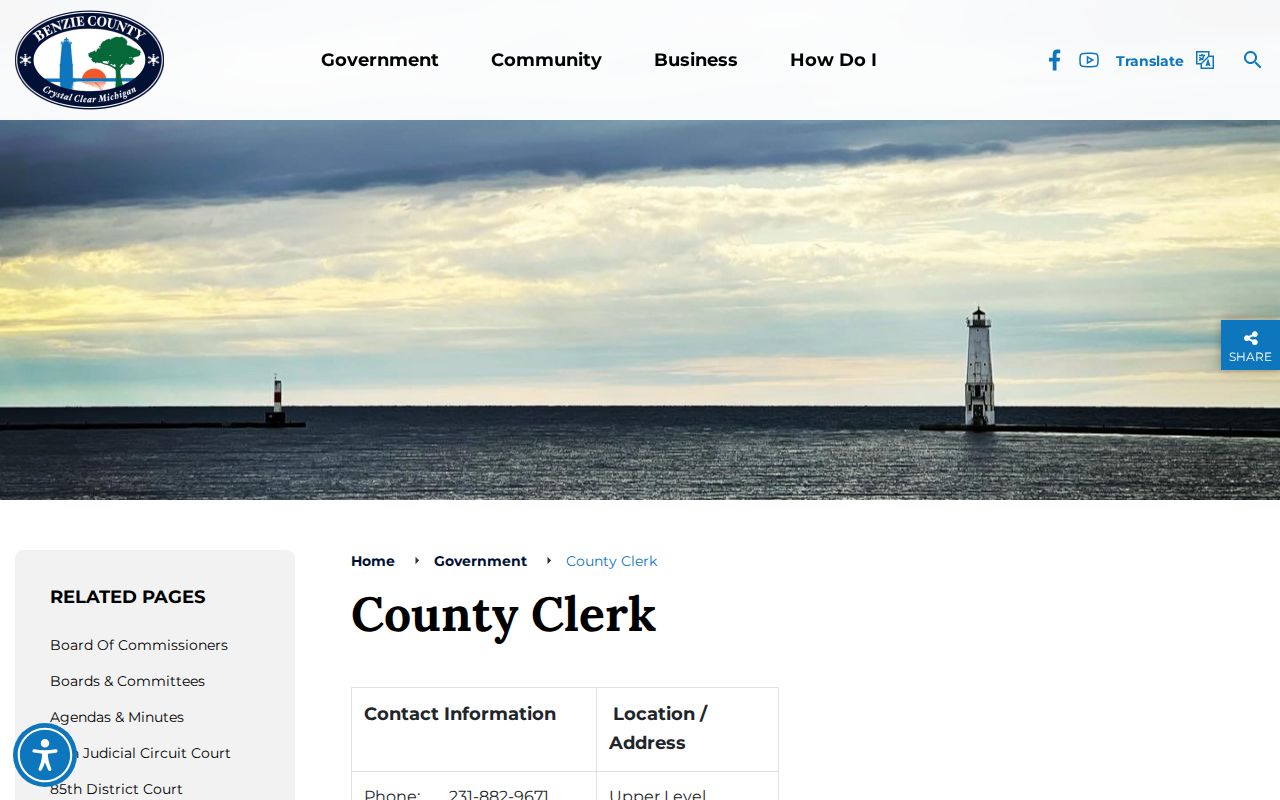 Benzie County Clerk page describing circuit court records used to confirm a warrant recall