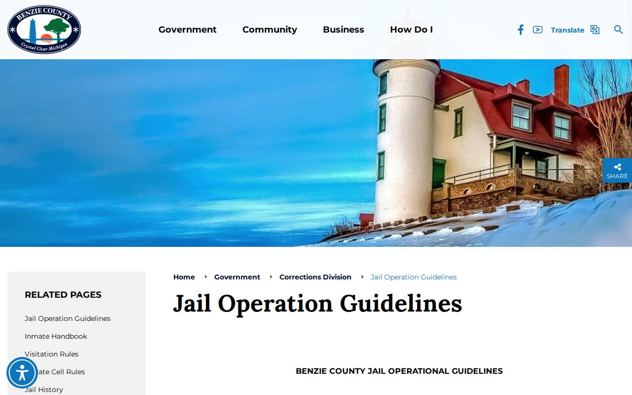 Benzie County jail custody and processing guidelines page related to arrest warrant arrests